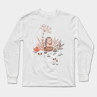 Cute Hedgehog drinking tea Long Sleeve T-Shirt